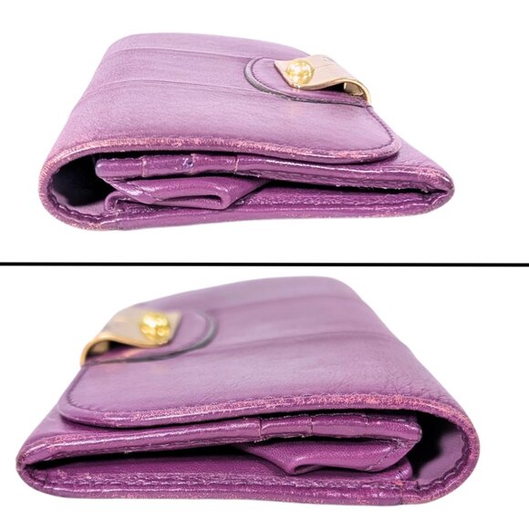 Coach Kristin Purple Leather Long Folding Continental Wallet READ - Picture 4 of 11
